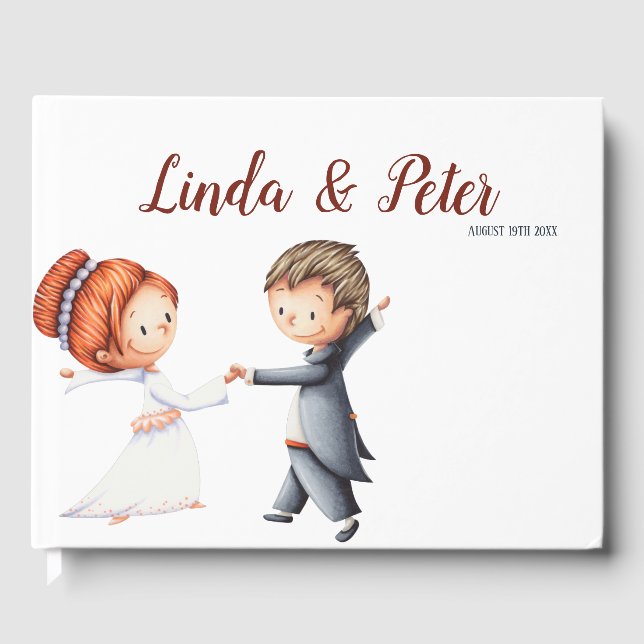 Libro De Visitas Boda de Waltz de Bride Groom con ilustraciones (Anverso)