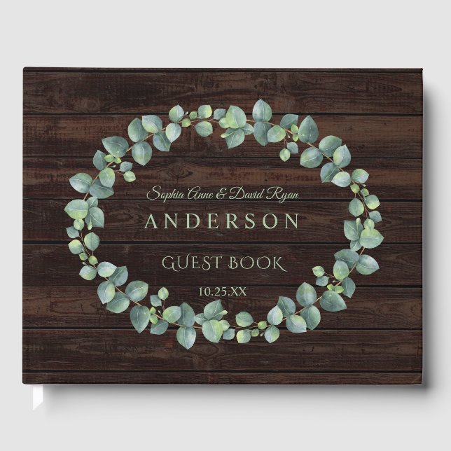Libro De Visitas Boda de Wreath de Eucalyptus (Anverso)