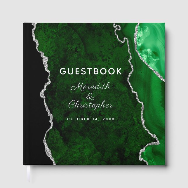 Libro De Visitas Boda del Agate Verde Esmeralda (Anverso)