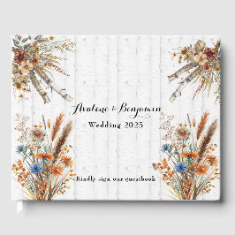 Libro De Visitas Boda del árbol de birch blanco de flores silvestre