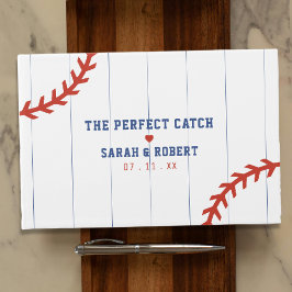 Libro De Visitas Boda del Beisbol Softball Sport Heart Pinstripe