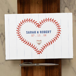 Libro De Visitas Boda del Beisbol Softball Sport Heart Pinstripe