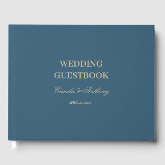 Libro De Visitas Boda del Boho floral de oro de la Marina