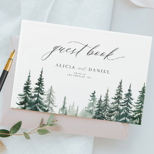 Libro De Visitas Boda del bosque de pinos rústico de bosques de mon