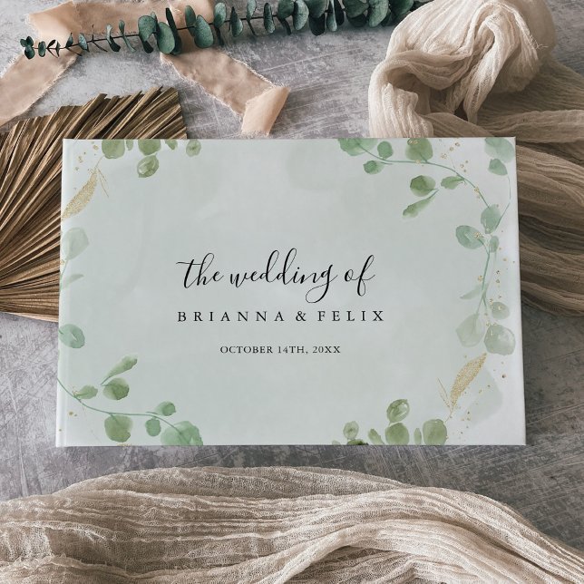 Libro De Visitas Boda del follaje de oro de confetti eucalyptus (Subido por el creador)