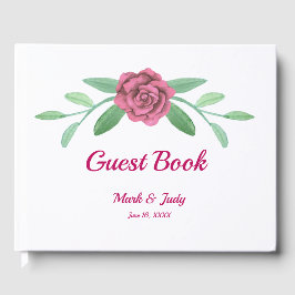 Libro De Visitas Boda del follaje floral rosa