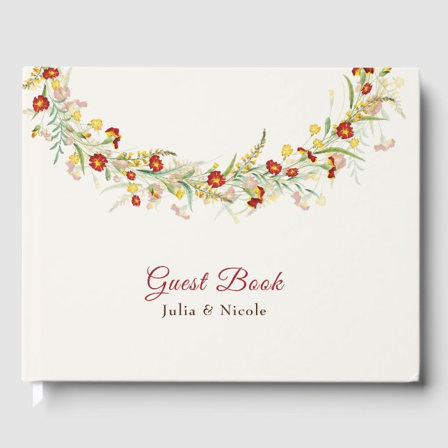 Libro De Visitas Boda del follaje marino amarillo anaranjado (Anverso)