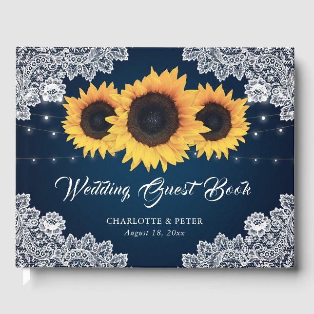 Libro De Visitas Boda del girasol de la marina rusa Blue Lace (Anverso)