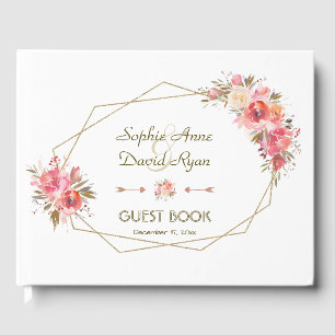 Libro De Visitas Boda del marco del Purpurina Floral Gold de Rubor