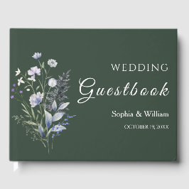 Libro De Visitas Boda del tema de la flor silvestre acuarela botáni