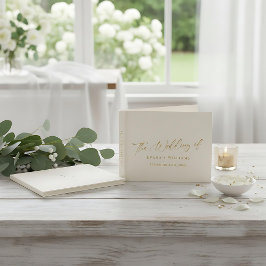 Libro De Visitas Boda Delicado Monograma de Oro y Marfil