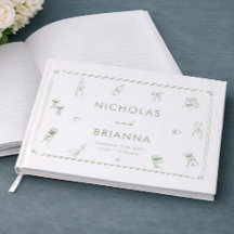 Boda Dibujada a Mano Blanca y Verde