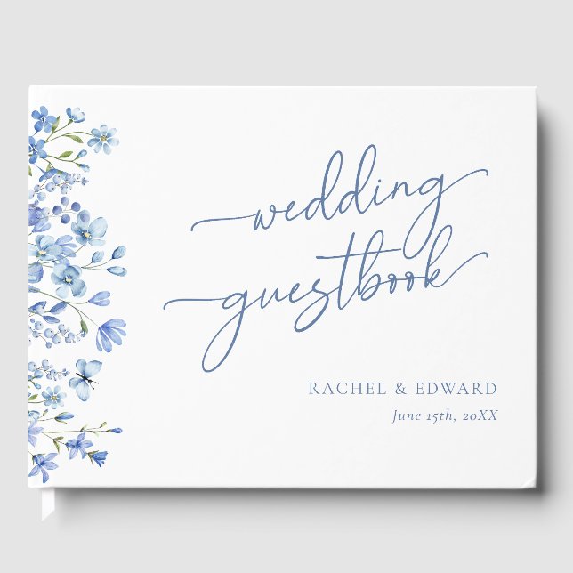Libro De Visitas Boda Dusty Blue de Flor Silvestre (Anverso)