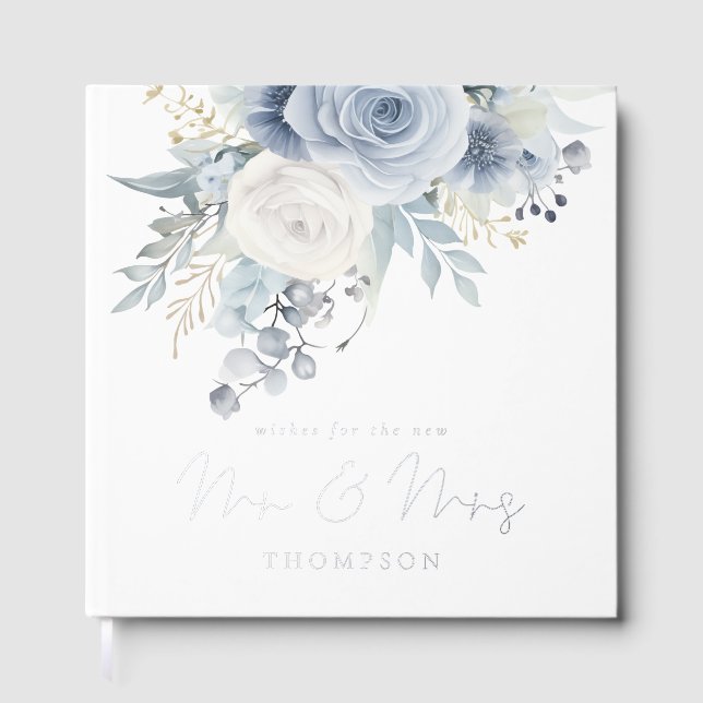 Libro De Visitas Boda Dusty Blue Florals (Anverso)