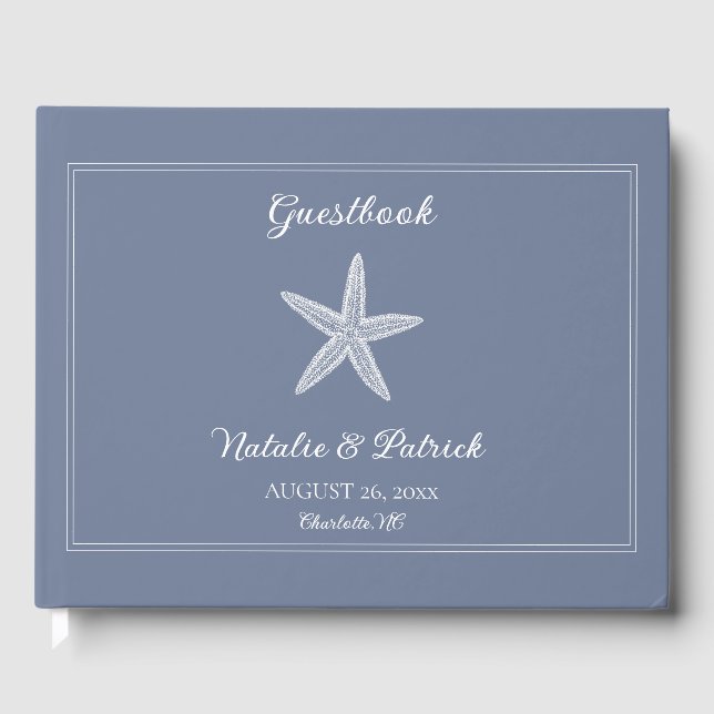 Libro De Visitas Boda Dusty Blue Starfish (Anverso)