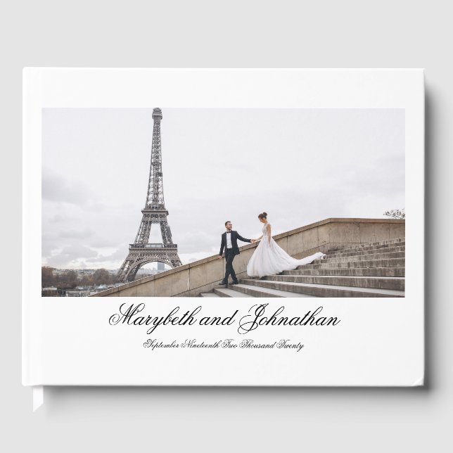 Libro De Visitas Boda editable de toile y caligrafía (Anverso)