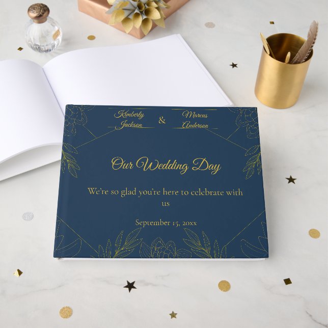Libro De Visitas Boda Elegancia Dorada (Anverso Abierto)