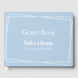 Libro De Visitas Boda elegante azul claro con escritura blanca pers