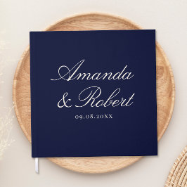 Libro De Visitas Boda elegante caligrafía azul marino