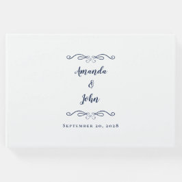 Libro De Visitas Boda Elegante Caligrafía Azul Marino Moderna Chic