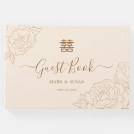 Libro De Visitas Boda elegante chino de la felicidad doble