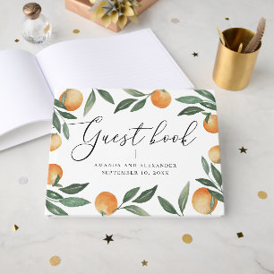 Libro De Visitas Boda elegante de cítrico Acuarela verano naranja