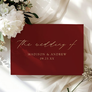 Libro De Visitas Boda elegante de escritura moderna de Burgundy Pho
