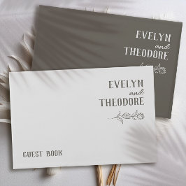 Libro De Visitas Boda elegante de flor de línea neutra