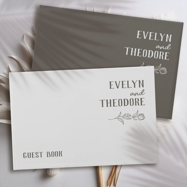 Libro De Visitas Boda elegante de flor de línea neutra (Subido por el creador)