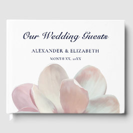 Libro De Visitas Boda elegante de magnolia rosa y blanca