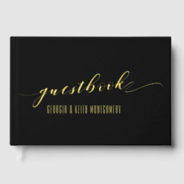 Libro De Visitas Boda elegante de oro y negro