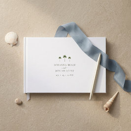 Libro De Visitas Boda elegante de palmera tropical blanca