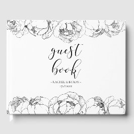 Libro De Visitas Boda elegante de peonatos negros y blancos