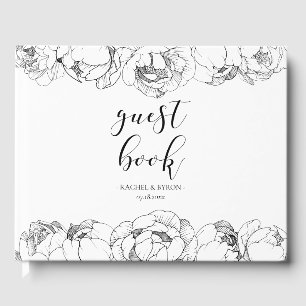 Libro De Visitas Boda elegante de peonatos negros y blancos