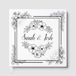Libro De Visitas Boda elegante en blanco y negro