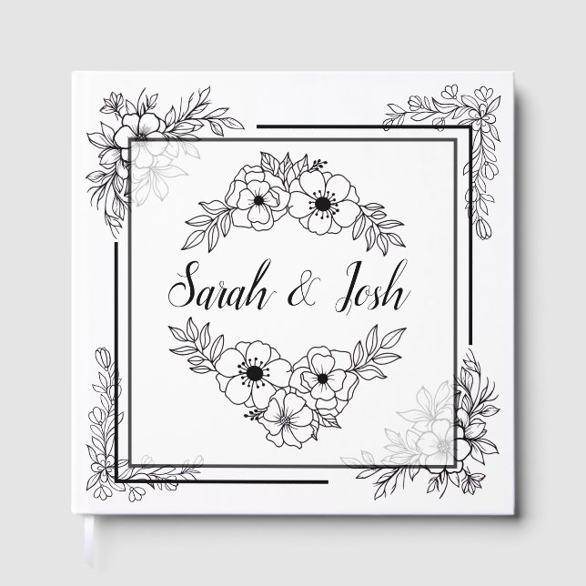 Libro De Visitas Boda elegante en blanco y negro (Anverso)