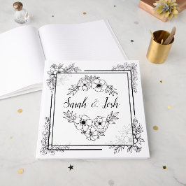 Libro De Visitas Boda elegante en blanco y negro
