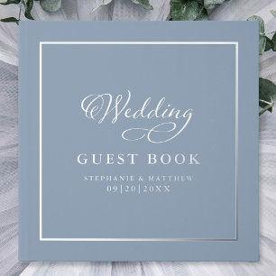Libro De Visitas Boda elegante fotografía caligrafía plata real