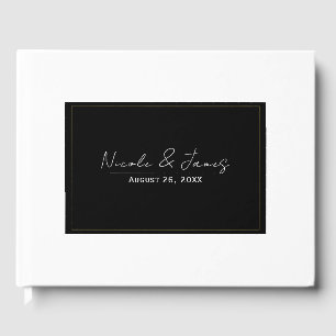 Libro De Visitas Boda elegante minimalista moderna dorada negra y b
