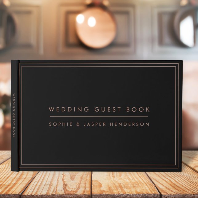 Libro De Visitas Boda elegante Moda Faux Rosa Oro y Negro (Subido por el creador)