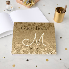 Libro De Visitas Boda elegante monograma moderno en oro