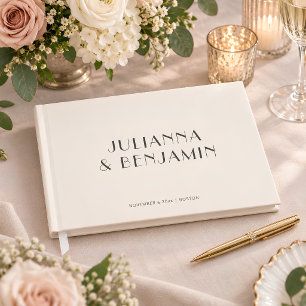 Libro De Visitas Boda elegante nombres negros Art Deco marfil