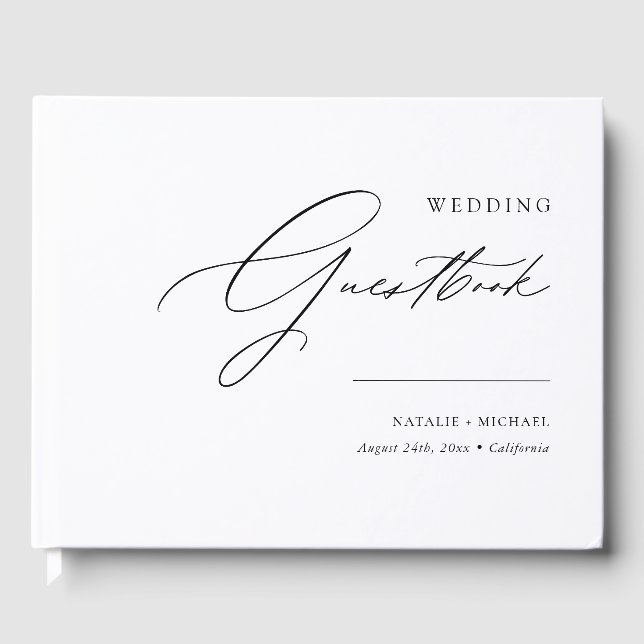 Libro De Visitas Boda elegante Personalizado simple y moderno (Anverso)