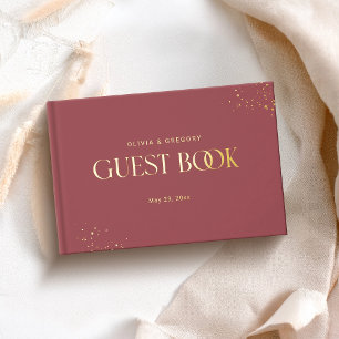 Libro De Visitas Boda elegante roja de Ruby