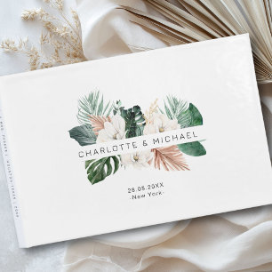 Libro De Visitas Boda elegante, tropical y frondoso