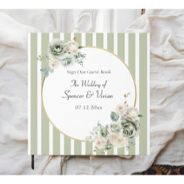 Libro De Visitas Boda elegante y verde de vintage y oro