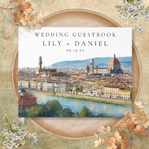 Libro De Visitas Boda en acuarela del horizonte de Florencia
