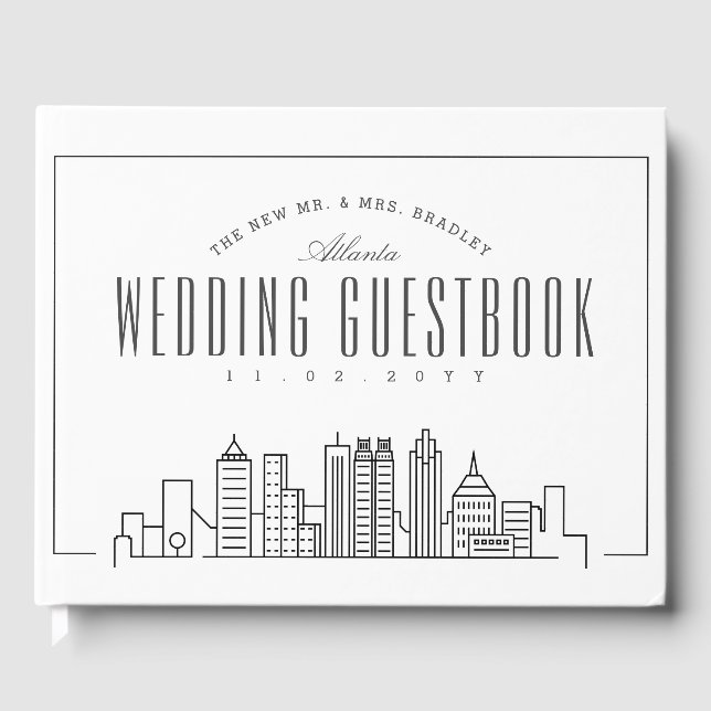 Libro De Visitas Boda En Atlanta | Esquina moderna de Deco (Anverso)