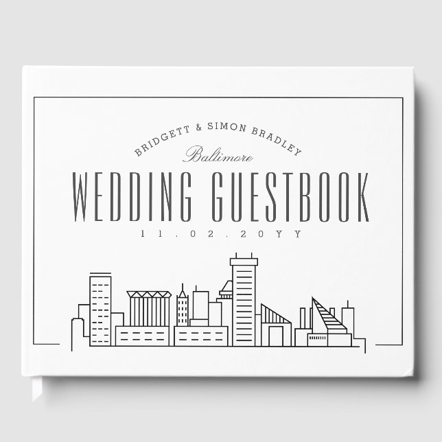 Libro De Visitas Boda En Baltimore | Esquina moderna de Deco (Anverso)