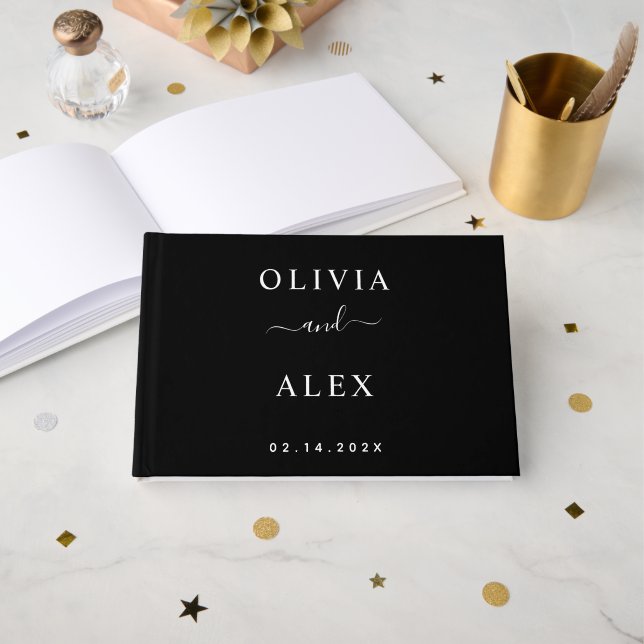 Libro De Visitas Boda en Blanco y Negro  (Anverso Abierto)